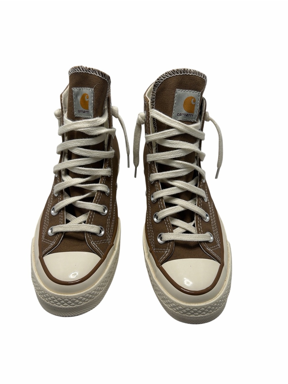 Carhartt WIP Brown Canvas High-Top Sneakers with Cream Accents